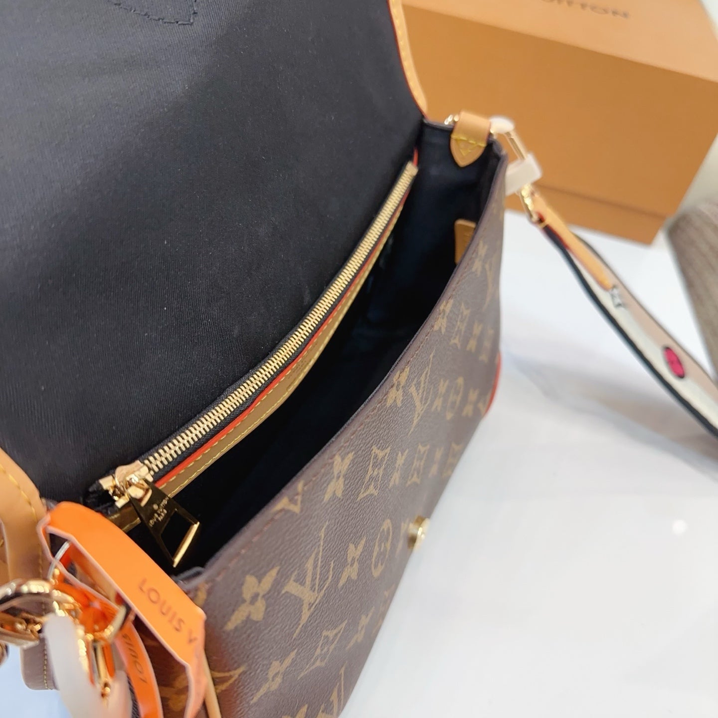 LV Diane Monogram Canvas Crossbody Bag with Embroidered Adjustable Strap (23 x 10 x 15) cm