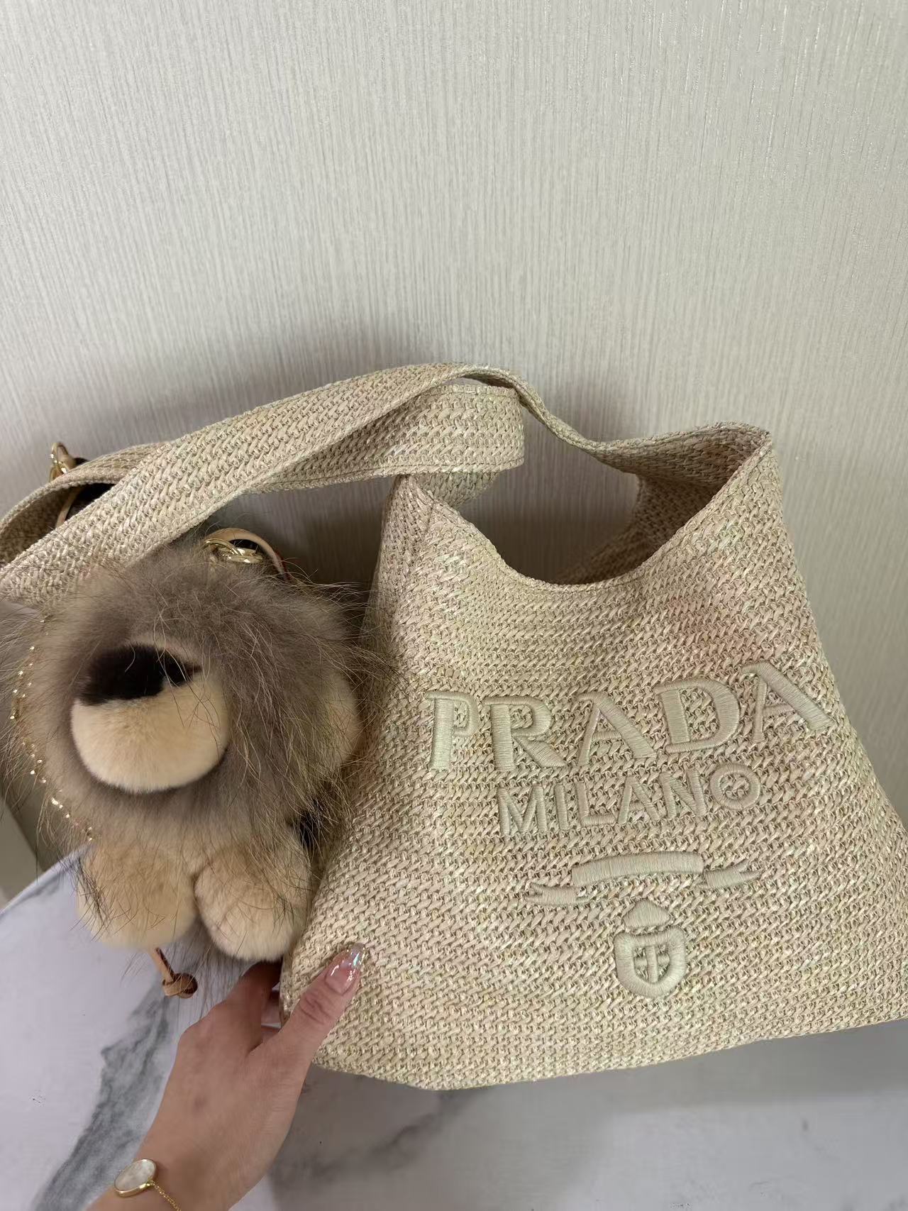 Prada Raffia Round Tote -