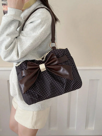 Large Polka Dot Ruffle Tote Bag
