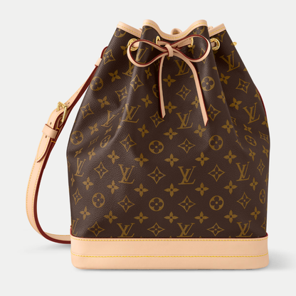 LV Noé Monogram Canvas Bucket Shoulder Bag with Leather Trim and Drawstring Closure (27.5 x 36 x 20) cm