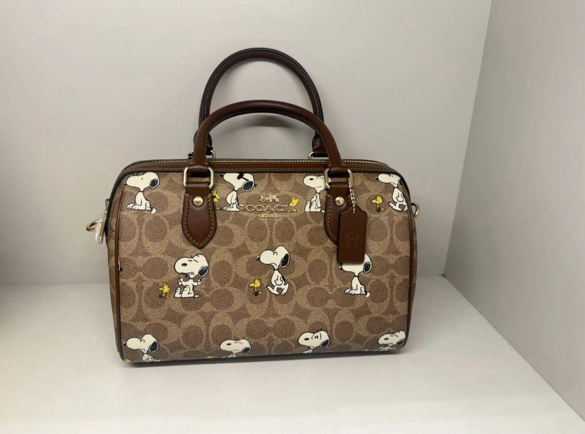 Coach X Peanuts Rowan Satchel Bag Signature Canvas