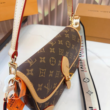 LV Diane Monogram Canvas Crossbody Bag with Embroidered Adjustable Strap (23 x 10 x 15) cm