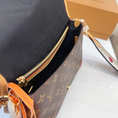 LV Diane Monogram Canvas Crossbody Bag with Embroidered Adjustable Strap (23 x 10 x 15) cm