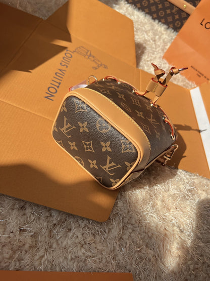 LV Nano Noé Monogram Canvas Mini Bucket Bag (13 x 16 x 10) cm