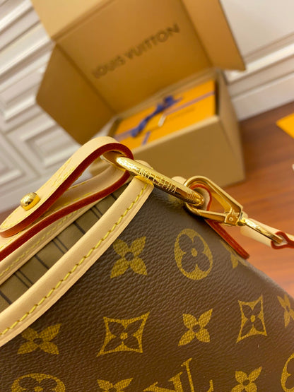 LV Graceful PM Monogram Canvas Tote Shoulder Bag with Leather Trim and Magnetic Closure