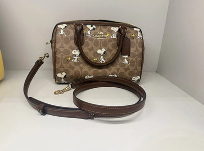 Coach X Peanuts Rowan Satchel Bag Signature Canvas