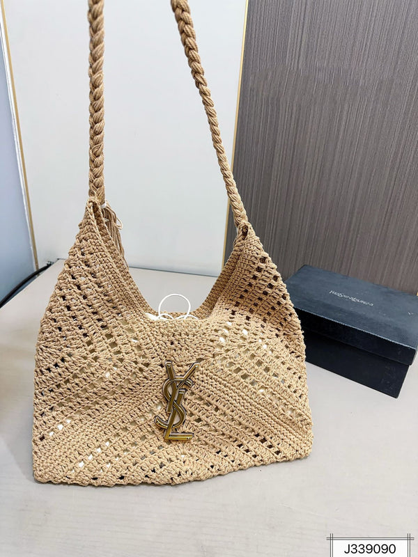 SAINT LAURENT YSL Raffia Tote Bag Beach Casual 37x22cm