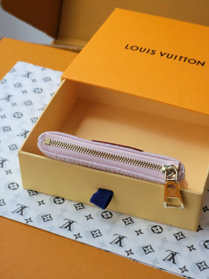 LV Denim Key Pouch - Pink