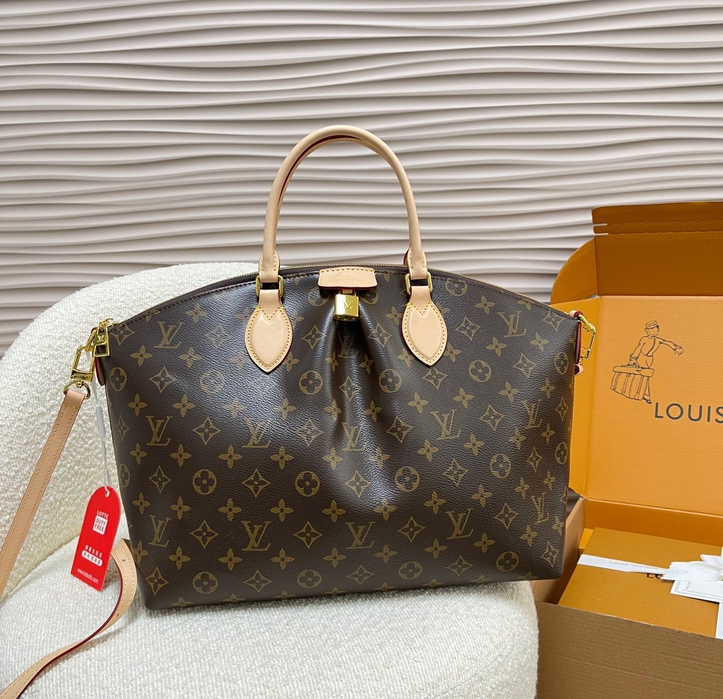 LV Boetie PM Monogram Canvas Tote Handle Bag with Drawstring Closure (32 x 13 x 29) cm