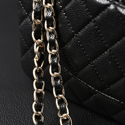Chanel Classic Flap Bag – Black Quilted Caviar Leather with Gold-Tone Hardware