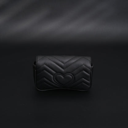 Gucci GG Marmont Matelassé Mini Shoulder Bag – Black Leather with Gold Chain