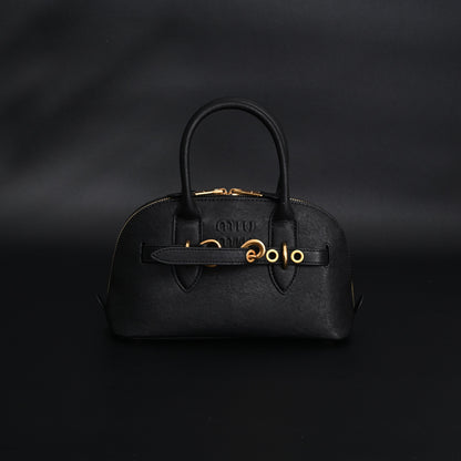 Miu Miu Black Leather Satchel Bag – Medium Structured Tote