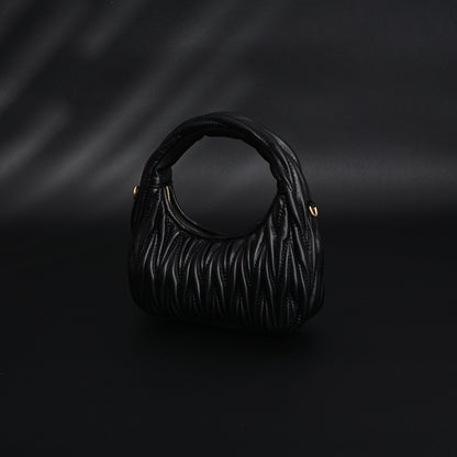Miu Miu Matelassé Leather Hobo Bag – Black with Gold Hardware