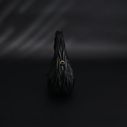 Miu Miu Matelassé Leather Hobo Bag – Black with Gold Hardware