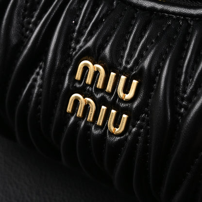 Miu Miu Matelassé Leather Hobo Bag – Black with Gold Hardware
