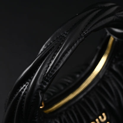 Miu Miu Matelassé Leather Hobo Bag – Black with Gold Hardware