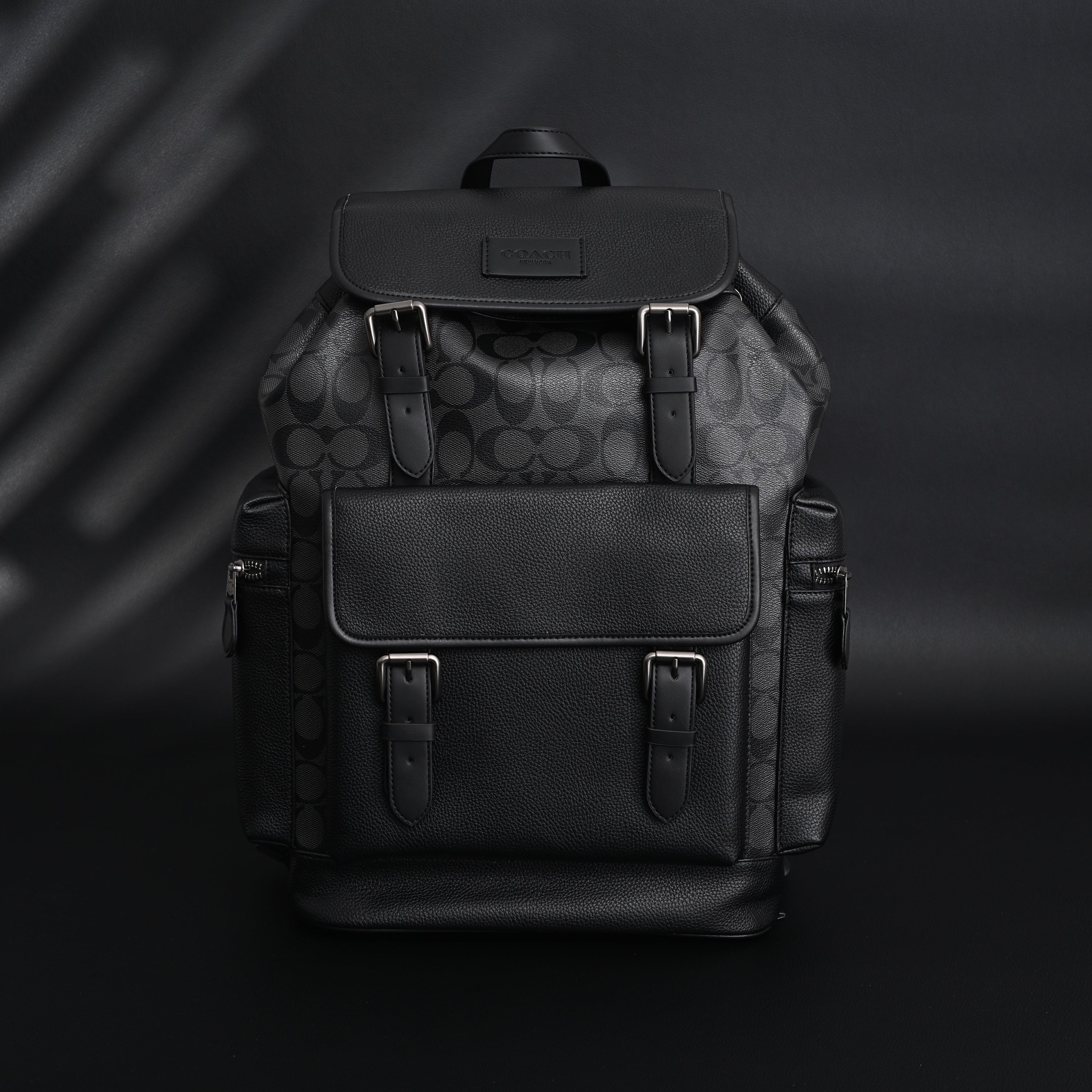 Coach Men’s Leather Backpack – Black Signature Canvas