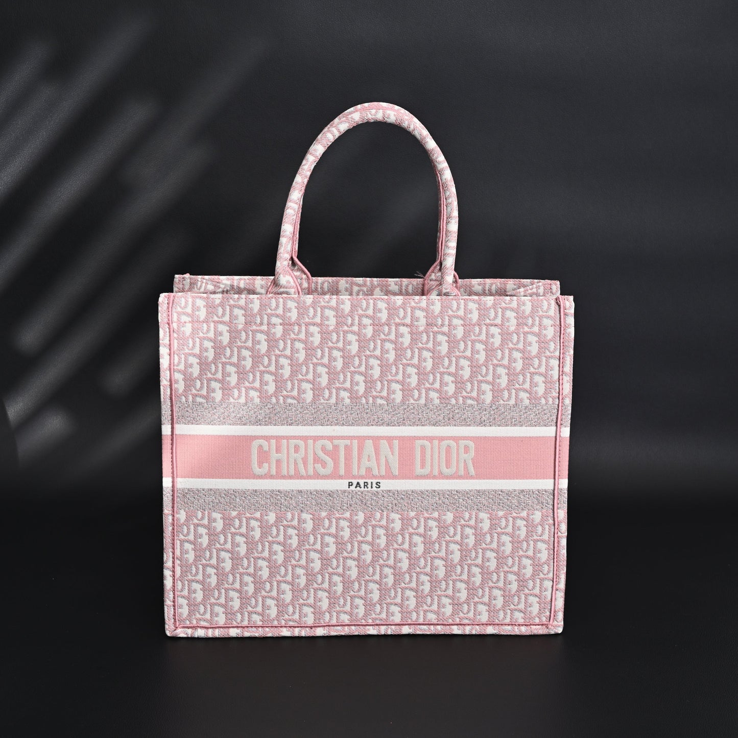 Christian Dior Large Book Tote – Pink Oblique Embroidery