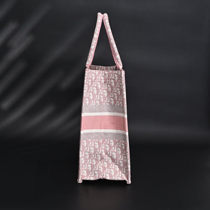 Christian Dior Large Book Tote – Pink Oblique Embroidery