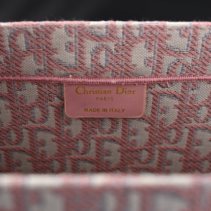 Dior Book Tote Oblique Embroidered Canvas Bag – Large Pink
