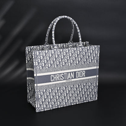 Christian Dior Large Book Tote – Grey Oblique Embroidery