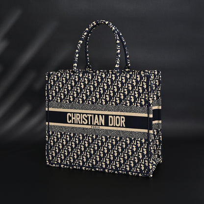 Christian Dior Large Book Tote – Blue Oblique Embroidery