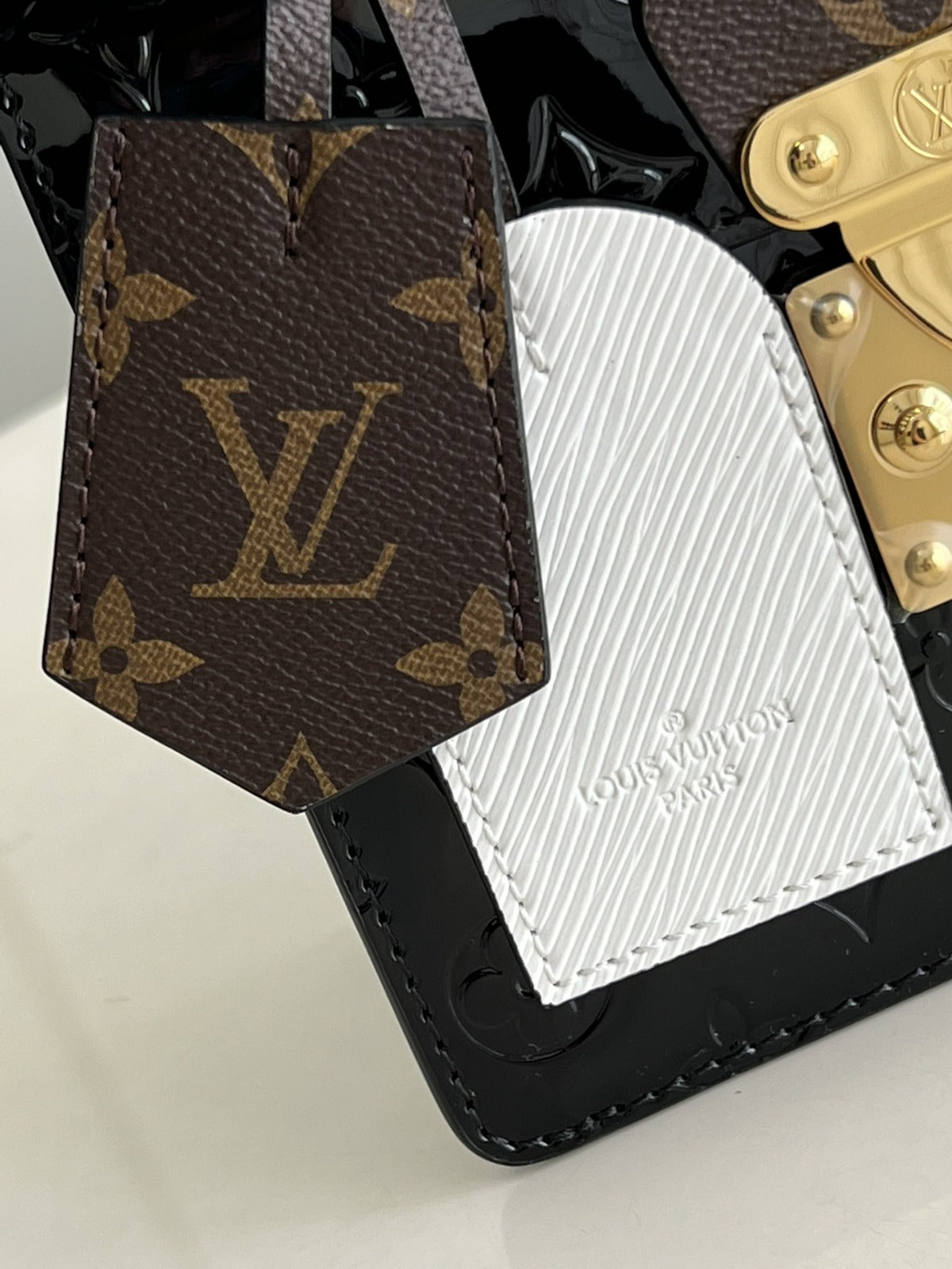 LV Spring Street NM Monogram Vernis Leather Handle Crossbody Bag with Top Handle and Removable Strap