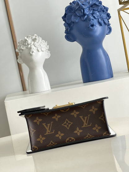 LV Spring Street NM Monogram Vernis Leather Handle Crossbody Bag with Top Handle and Removable Strap