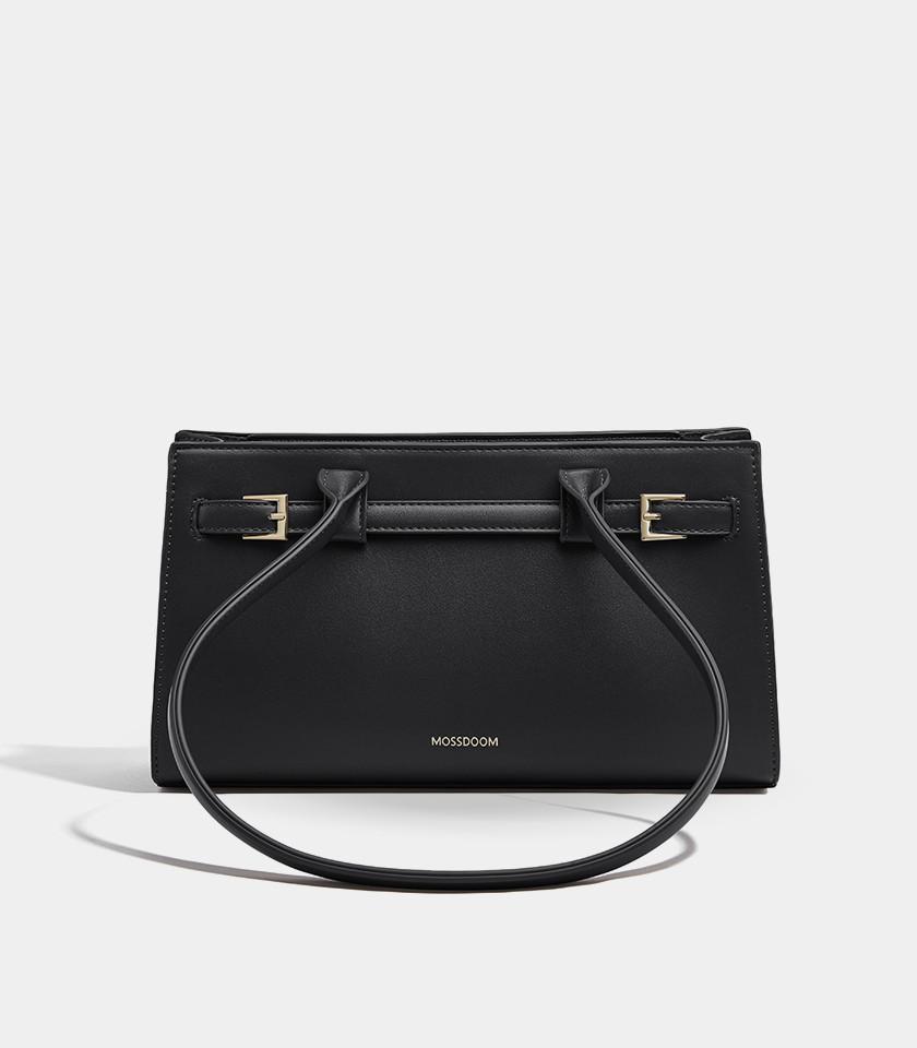 Mossdoom Aurelia Leather Handle Shoulder Bag with Custom Flower Chain (29.7 x 16.5 x 9.5) cm