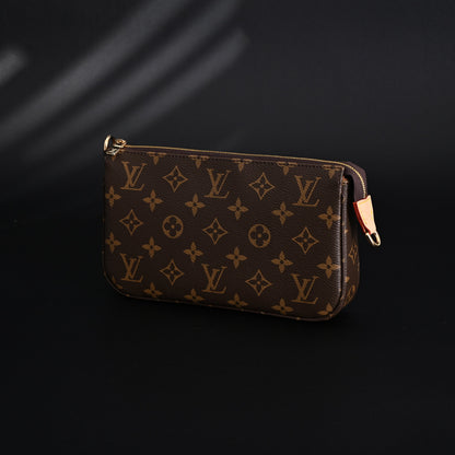 Louis Vuitton Pochette Accessoires Monogram Canvas Clutch Bag – Brown with Gold Chain (M82766)