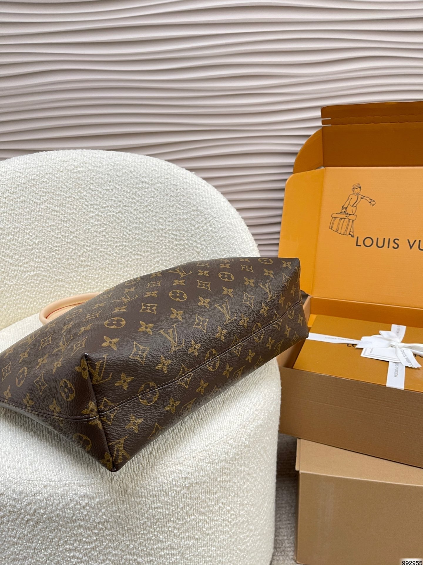 LV Boetie PM Monogram Canvas Tote Handle Bag with Drawstring Closure (32 x 13 x 29) cm