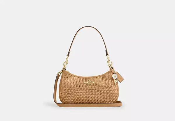 Coach Straw Teri Shoulder Bag With Charm