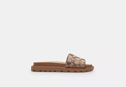 Brynn Slide Sandal In Crystal Signature Jacquard