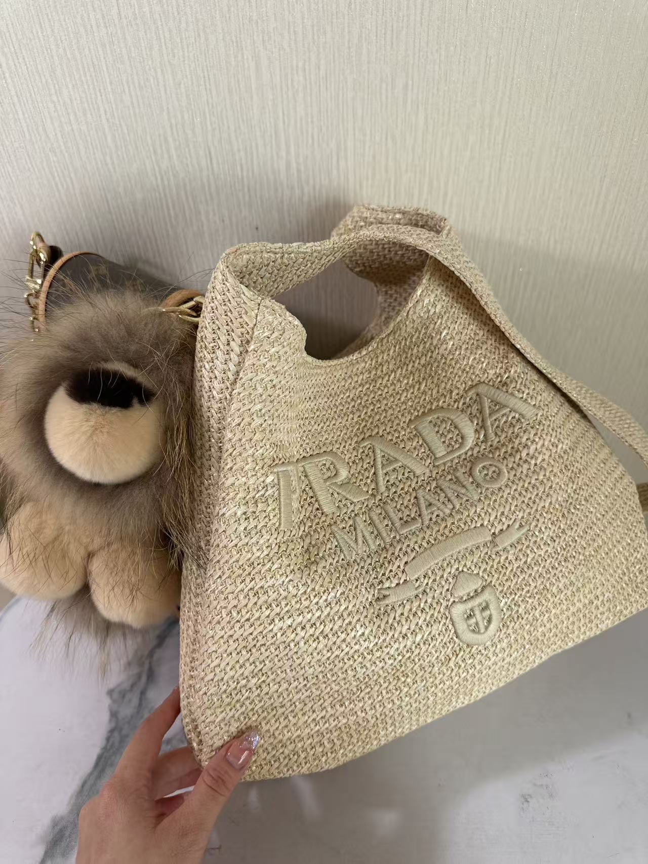 Prada Raffia Round Tote -