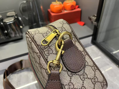 Gucci Ophidia Medium GG Supreme Canvas Shoulder Crossbody Bag with Web Stripe and Leather Trim (23.9 x 15 x 3.8) cm
