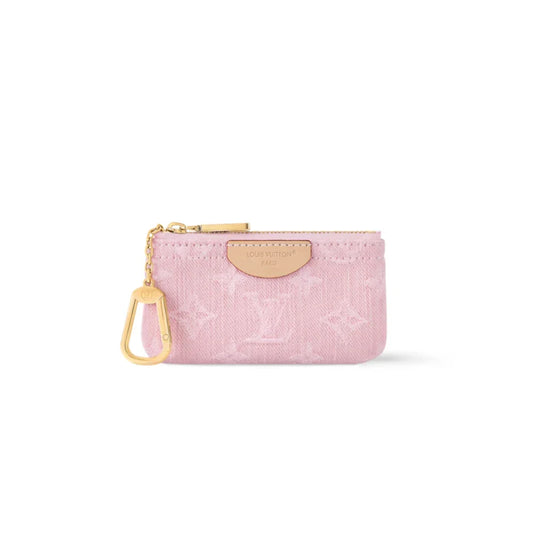LV Denim Key Pouch - Pink