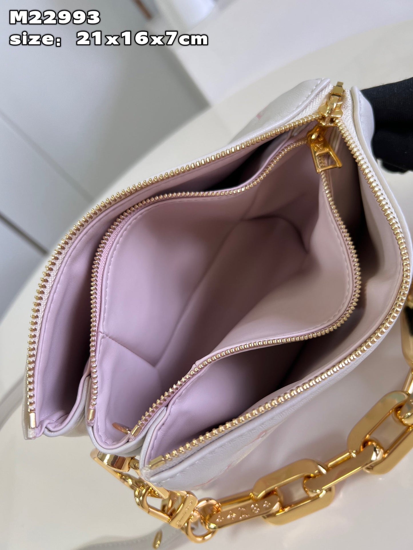 LV Coussin BB Monogram Canvas Shoulder Crossbody Bag with Chain Strap and Milkway Pastel Colors (20 x 16 x 7) cm