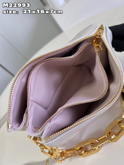 LV Coussin BB Monogram Canvas Shoulder Crossbody Bag with Chain Strap and Milkway Pastel Colors (20 x 16 x 7) cm