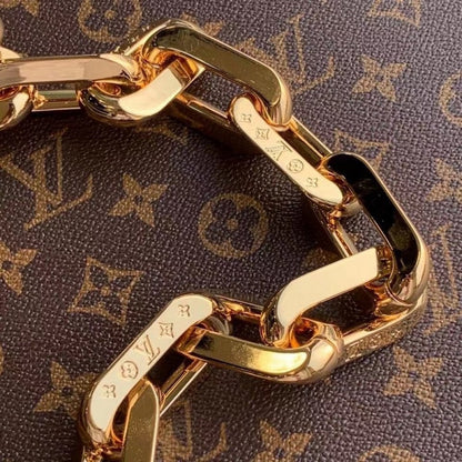 LV Coussin MM Monogram Empreinte Leather Shoulder Crossbody Bag with Black Quilted Exterior and Gold Chain Strap