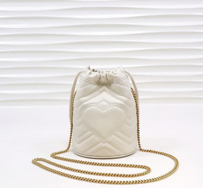 Gucci GG Marmont mini bucket Bag White Leather