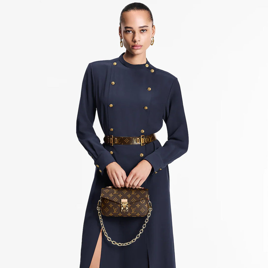 LV Pochette Métis East West Monogram Canvas Handle Crossbody Bag with Chain Strap and Leather Trim (21.5 x 13.5 x 6) cm