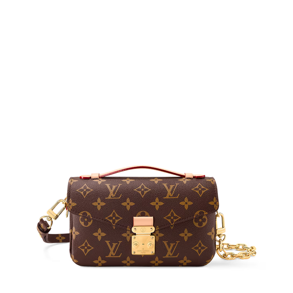 LV Pochette Métis East West Monogram Canvas Handle Crossbody Bag with Chain Strap and Leather Trim (21.5 x 13.5 x 6) cm